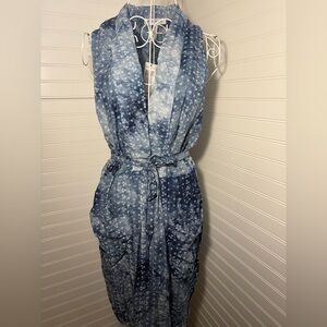 BCBGeneration Navy Blue Floral Tie-Dye Cover-up dress